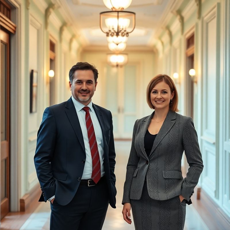 Dvaja finanční poradcovia v kancelárii Nagy & Varga v kamienisto-mentolových tónoch